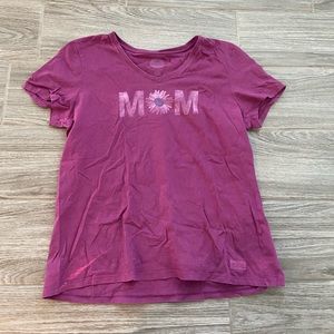 🔥3 for $5 Purple floral Mom Life is Good Tee Shirt Graphic Top Short Sleeve